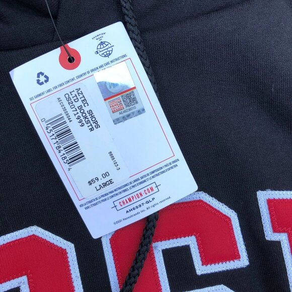 CHAMPION San Diego State Mom Hoodie Sweatshirt LARGE Black Block Letters NWT - Picture 4 of 7